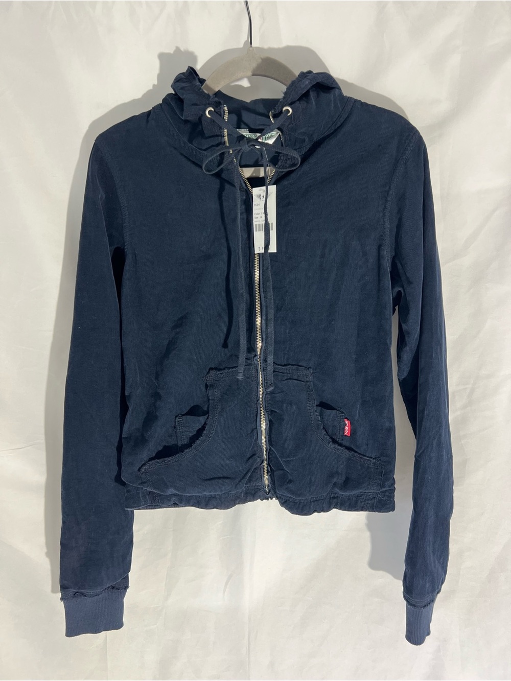 NWT Women’s HARD TAIL Navy* Corduroy Hooded Full Zip Jacket